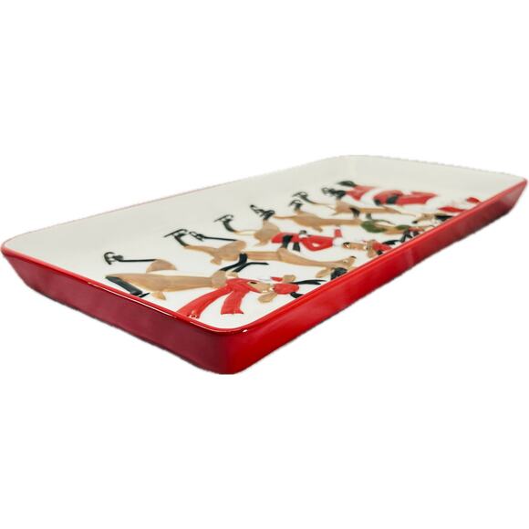 Department 56 Skating Santa & Reindeer Ceramic Tray NWT 56.91986 Retired - Picture 7 of 9